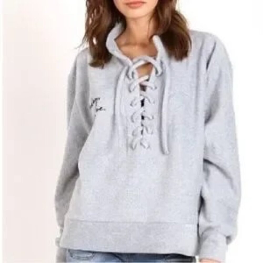 NWT REVOLVE Daydream Nation “Friday I'm in Love” Pullover Rain Cloud Grey Small